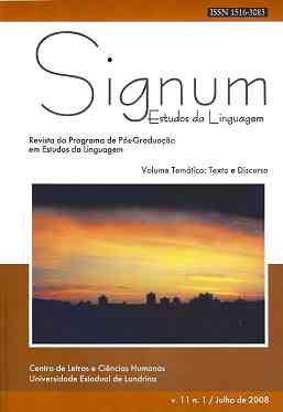					Ver Vol. 11 Núm. 1 (2008): Texto e Discurso
				