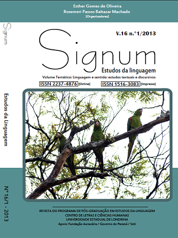 					View Vol. 16 No. 1 (2013): Linguagem e Sentido: estudos textuais e discursivos
				